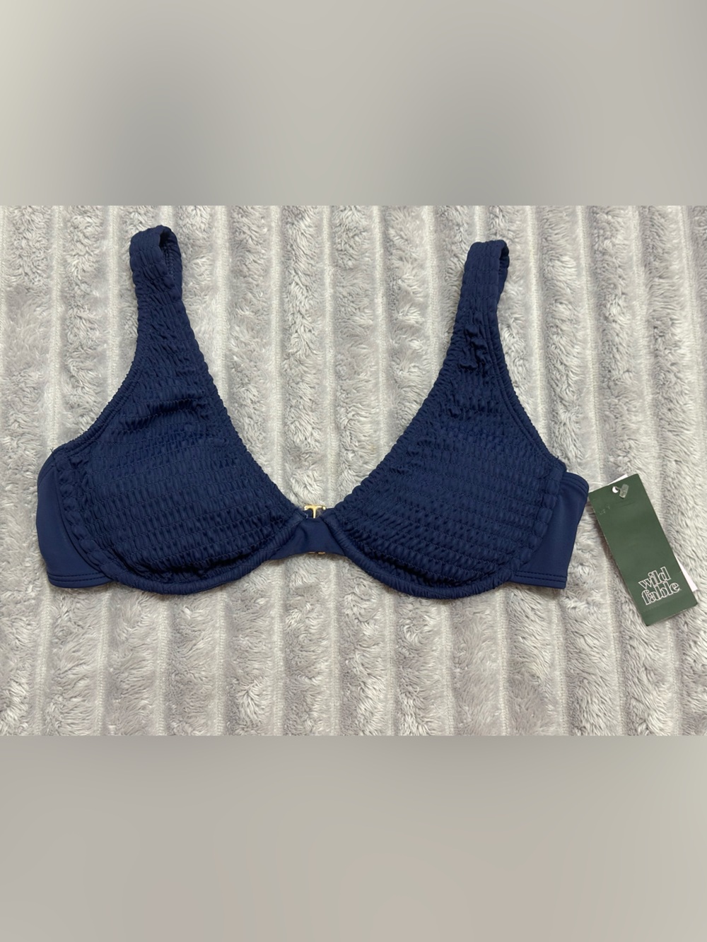 wild fable Navy Textured Front-Close Underwire Bra